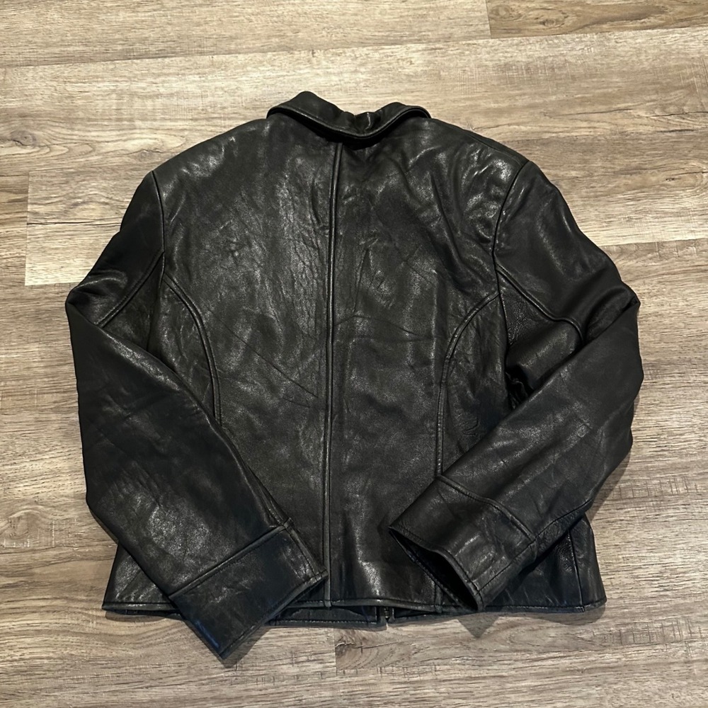 Vintage Valerie Stevens Petites 14P Leather Moto Jacket New Zealand Lambskin - Picture 2 of 9